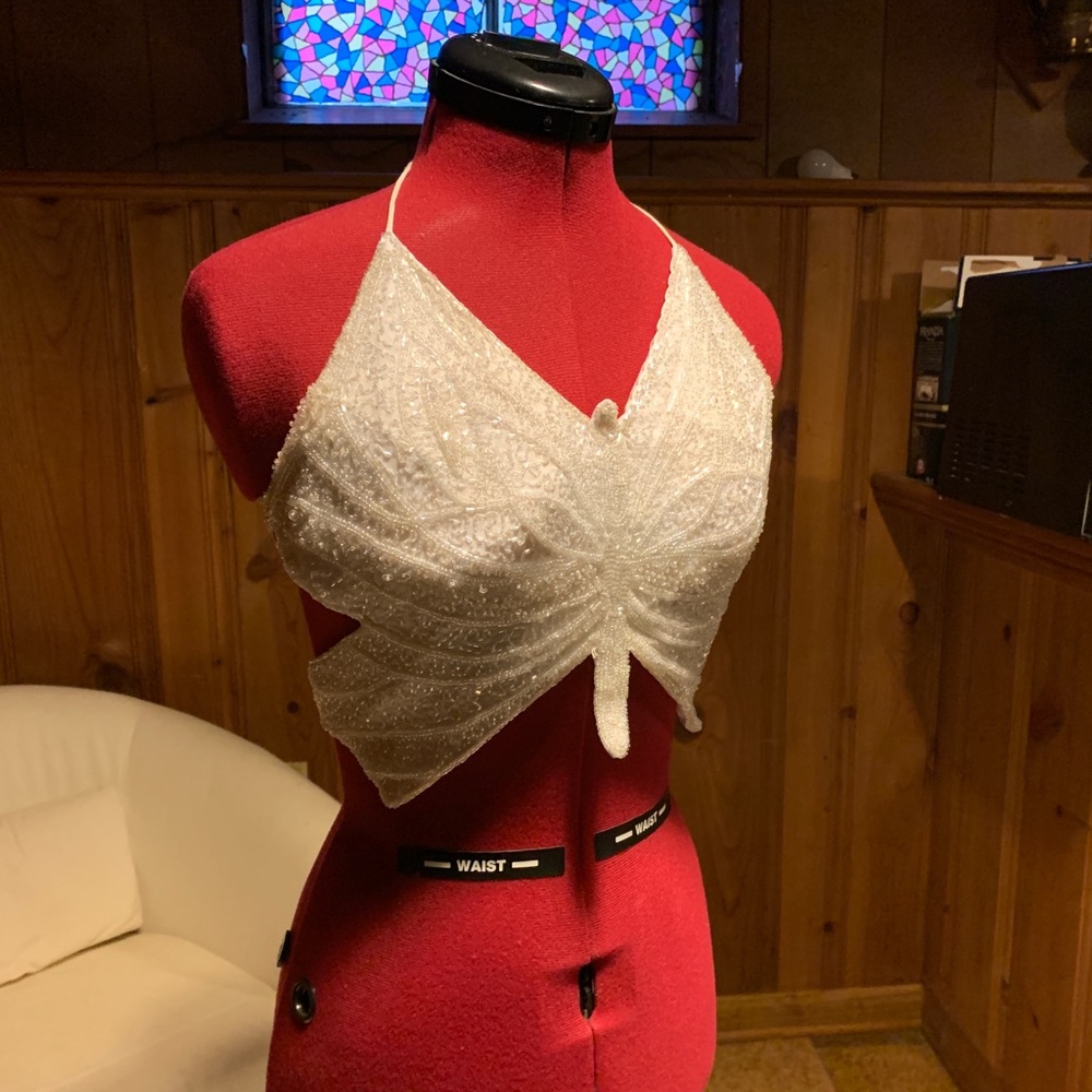 Vintage sequin butterfly crop top